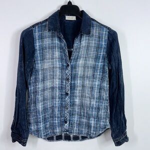 Bella Dahl plaid button down shirt size medium